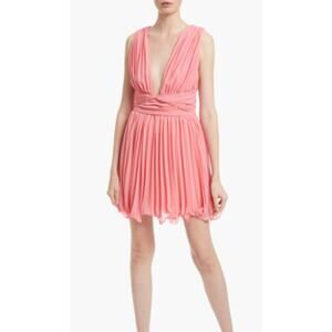 NWT $365 One33 Social Pleated Twisted Sleeveless Knot Dress Pink 4